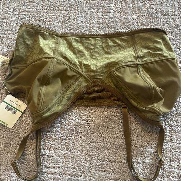 NWT Intimately Free People Carrie Flocked Floral Velvet Bralette, Olive Green, L - Picture 9 of 15